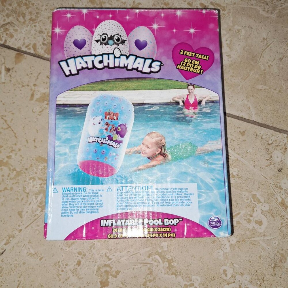 Hatchimals Inflatable Pool Bop 2 Feet Tall 24"x14" Pink Blue Floaty NEW water